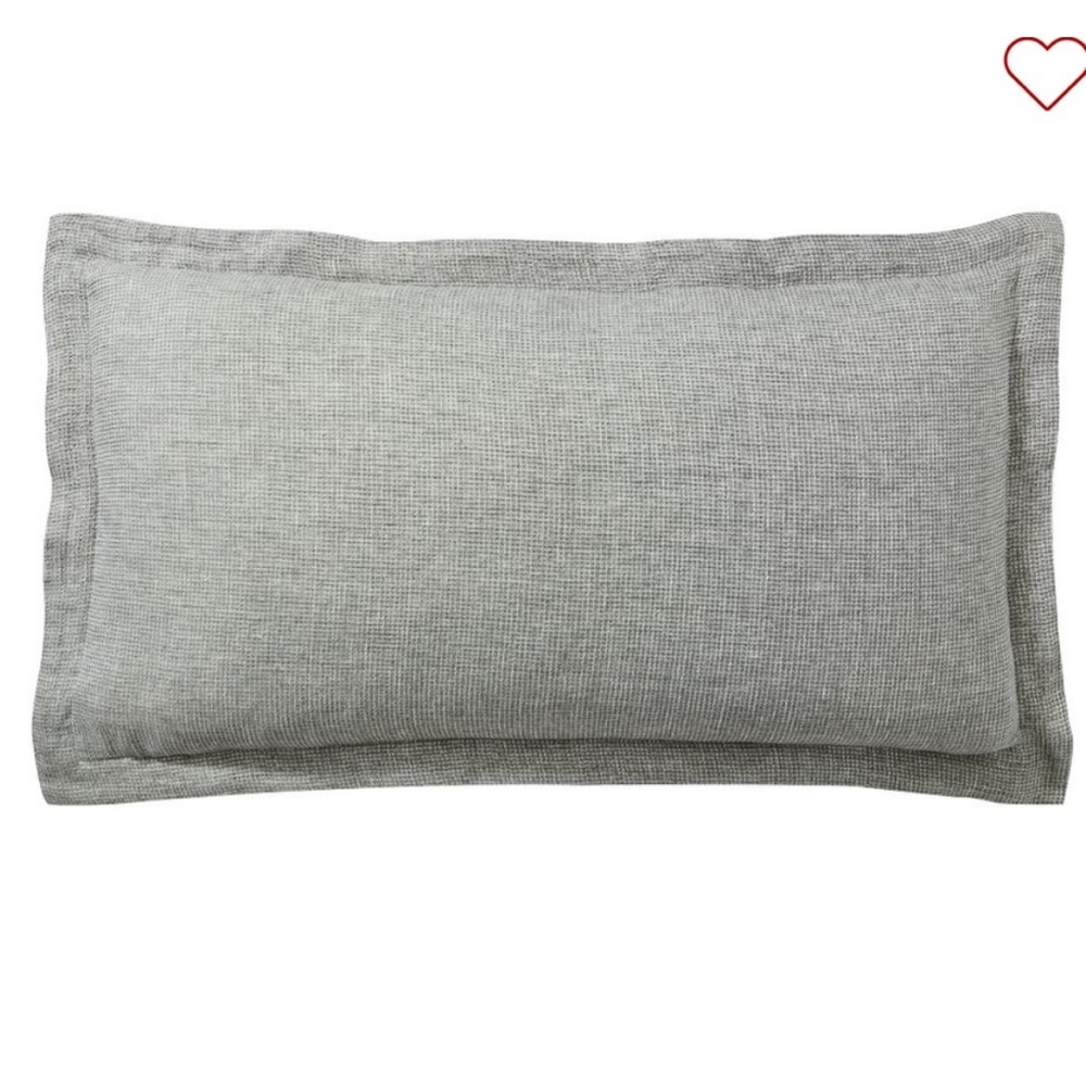 New Set 2 Pottery Barn Belgian Flax Linen Waffle Weave Standard Sham Covers Grey